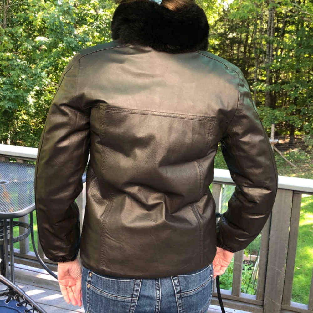 Vintage Reversible Fur & Leather Bomber Jacket Small - Picture 7 of 16